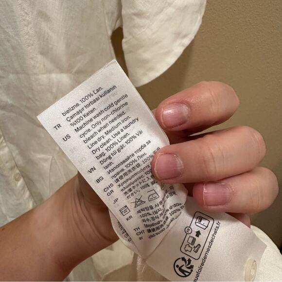 COS White Pure Linen Oversized Button Front Maxi Dress 4 - Picture 12 of 13